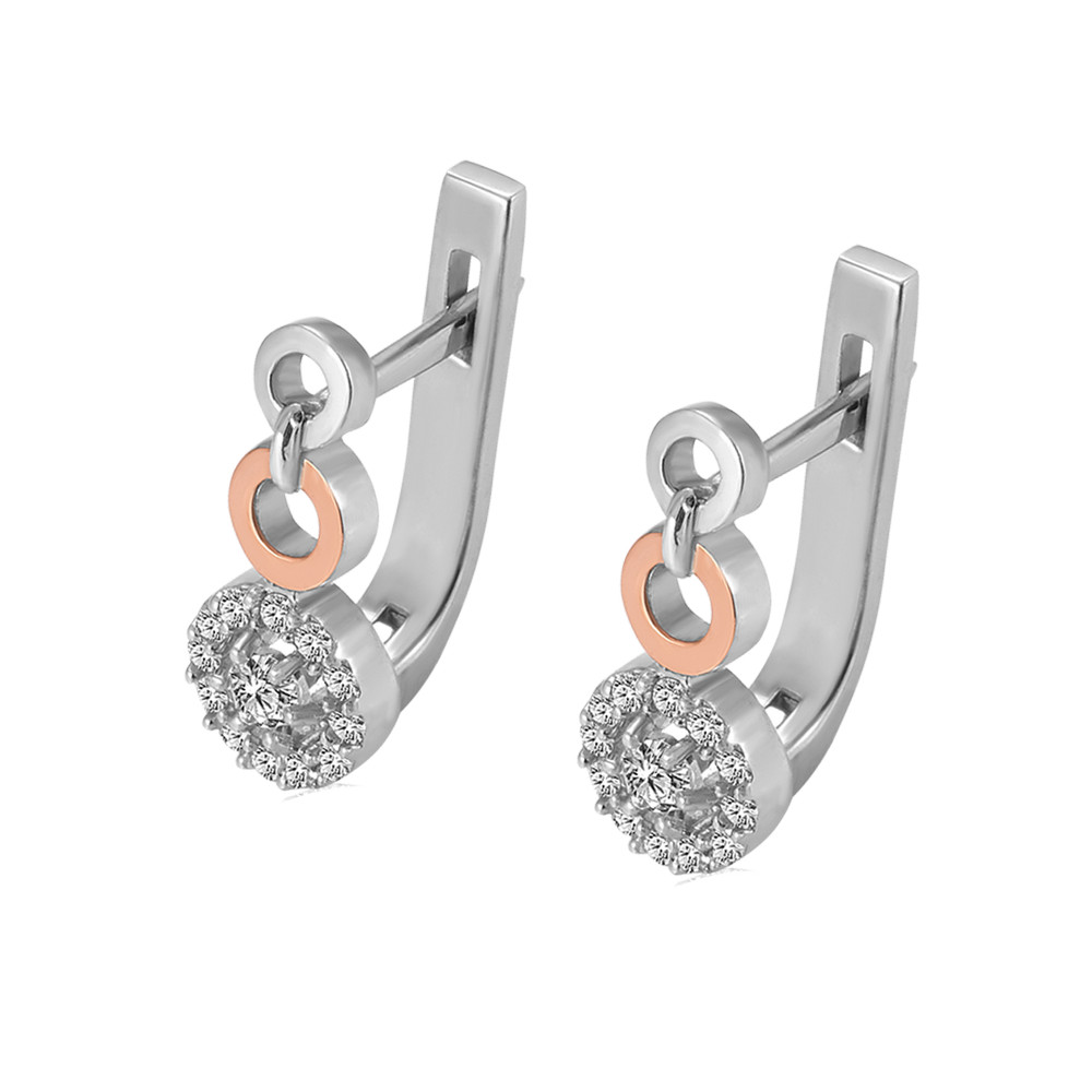 

Серебряные серьги с золотом и куб. цирконием Saturn-10 GS-4343 р-