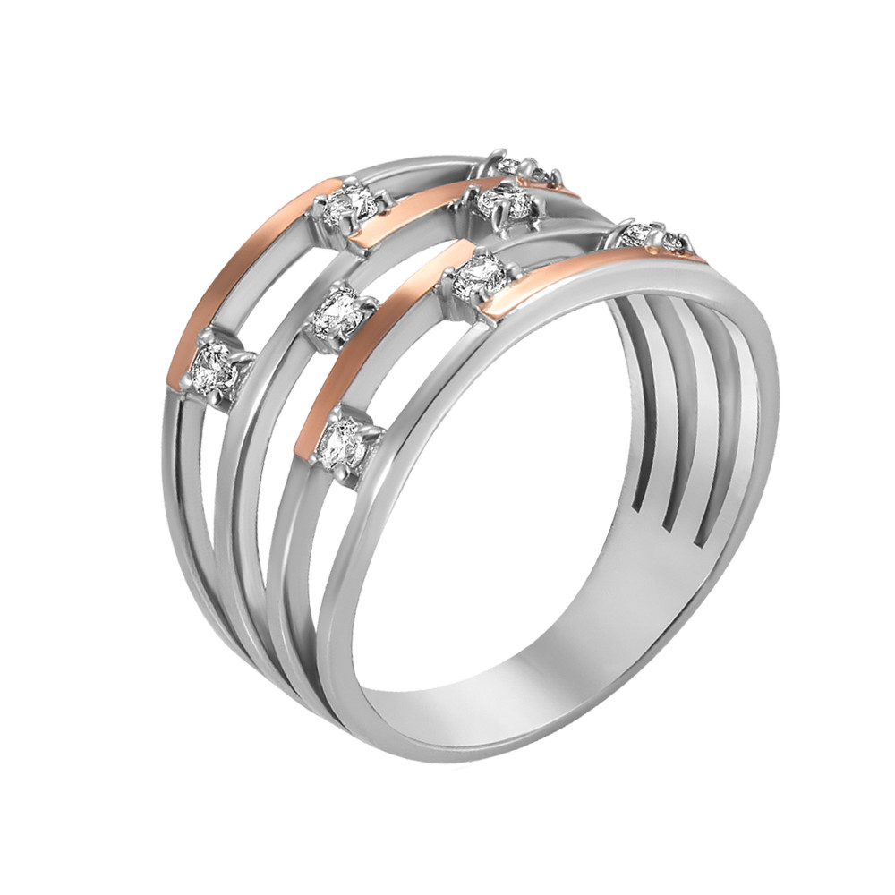

Серебряное кольцо с золотом и фианитами Destiny-10 GS-3417 р-17.5