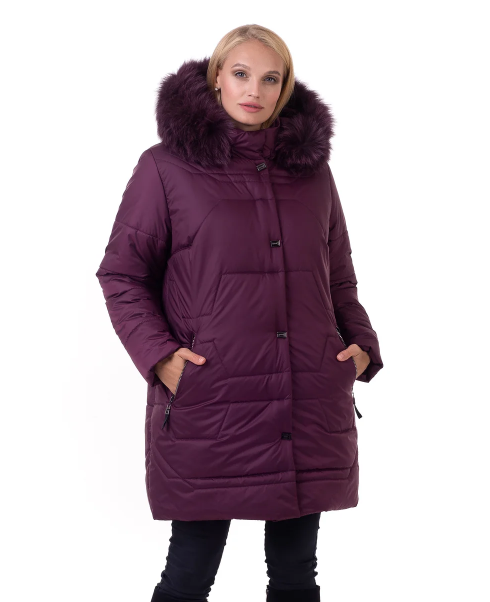 Пуховик Maha 164  Бордовый песец, Пуховик Maha 164 48 Бордовый песец