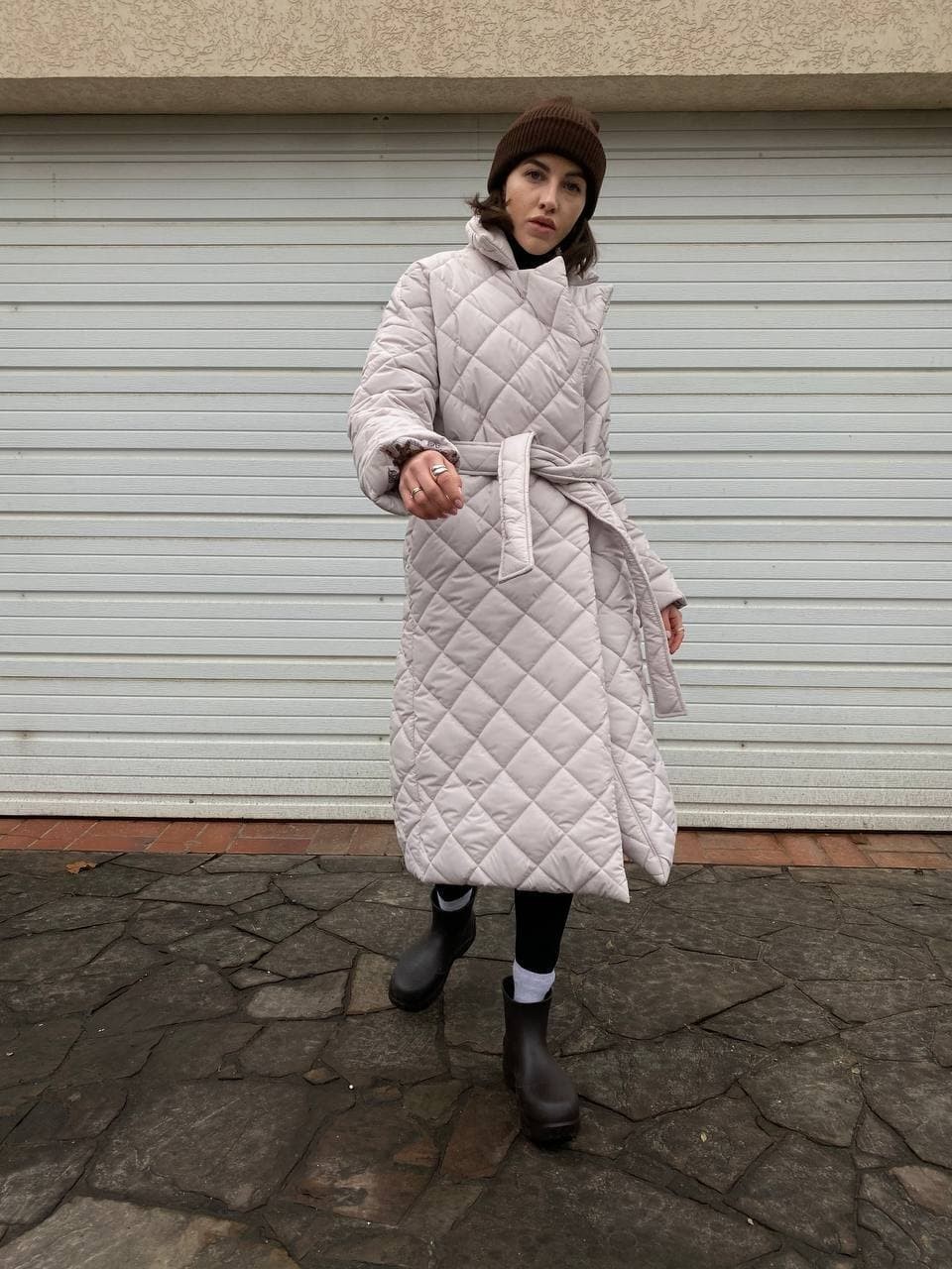 

стеганное пальто на запах 2581хбеж Sofo Look р.42-46
