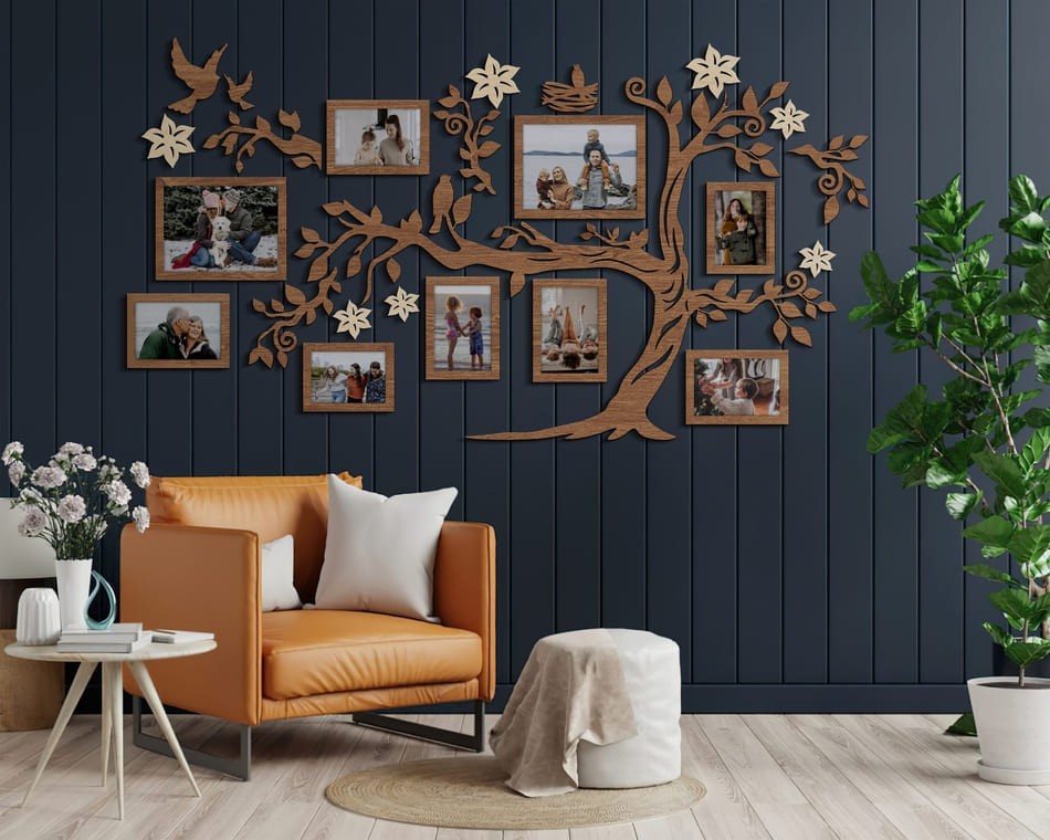

Семейное дерево для фотографий 9 рамок LikeWood Family Tree M 130 × 72 см Светлый орех
