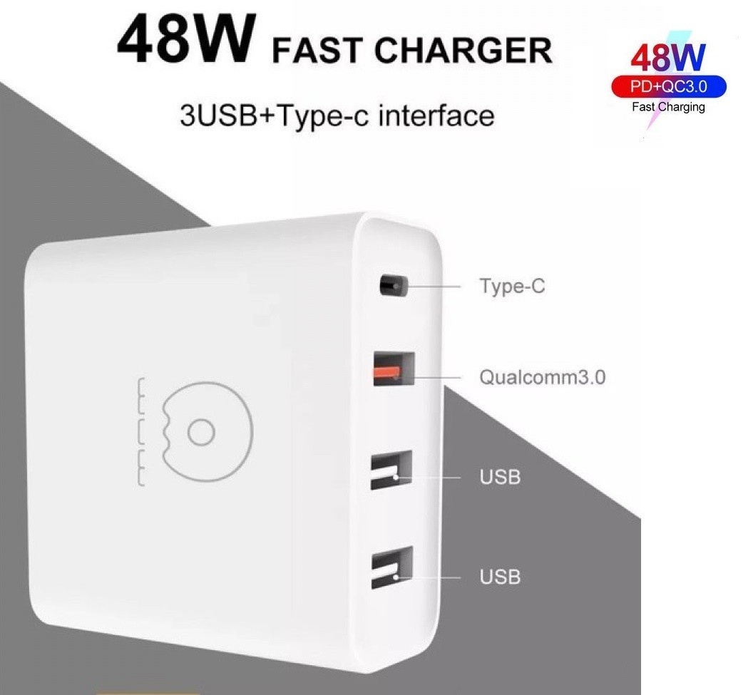 

Зарядное устройство WUW 48W Quick Charger 3xUSB/1хType-C PD