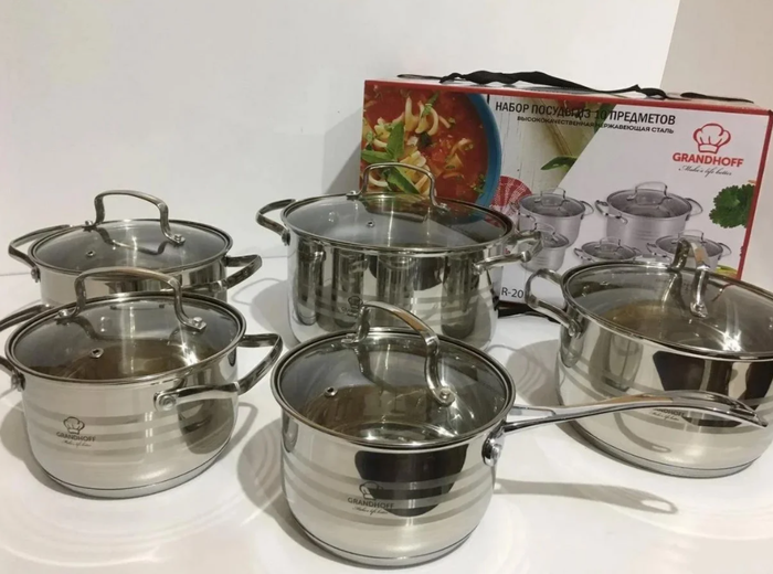 

Набор качественных кастрюль для кухни Grandhoff GR-3837 из нержавеющей стали