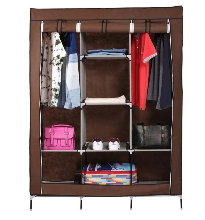 

Шкаф тканевый складной Storage Wardrobe 88130 130х45х175 см Коричневый на 3 секции с полками