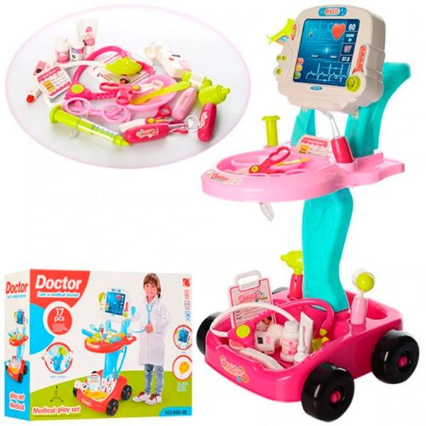 

Игровой набор Доктора 660-43-44-1 тележка Розовый