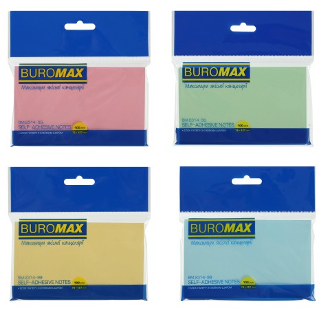 

Набор бумаги для заметок с клейким слоем Buromax PASTEL 76х127 мм 12 блоков по 100 листов ассорти (BM.2314-99)