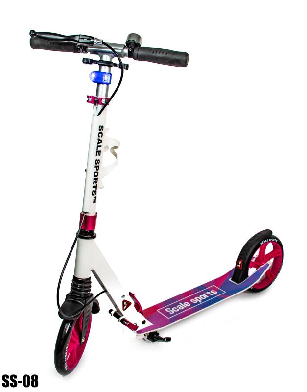 

Самокат двухколесный Scale Sports SS-08 Pink Ручной тормоз Led-фонарик