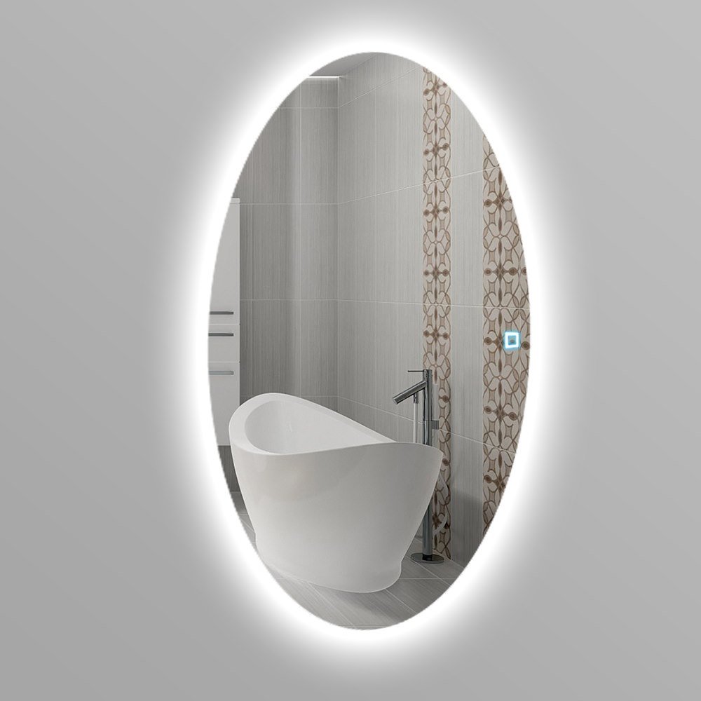 

Зеркало в ванную SmartWorld Mila серия Smart с контурной подсветкой овальное 90x50x3см. (Mila-50x90x3)