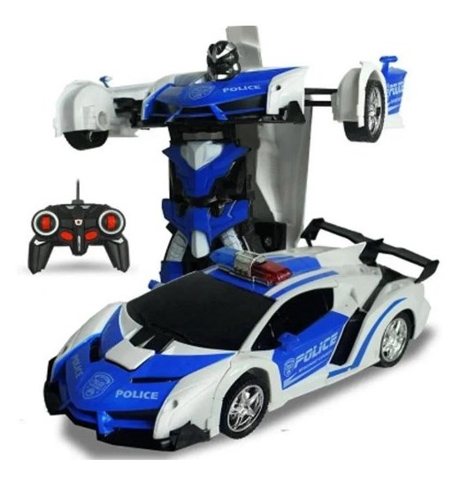 

Машинка Трансформер Lamborghini POLICE Robot Car Size 1:18 синяя с пультом