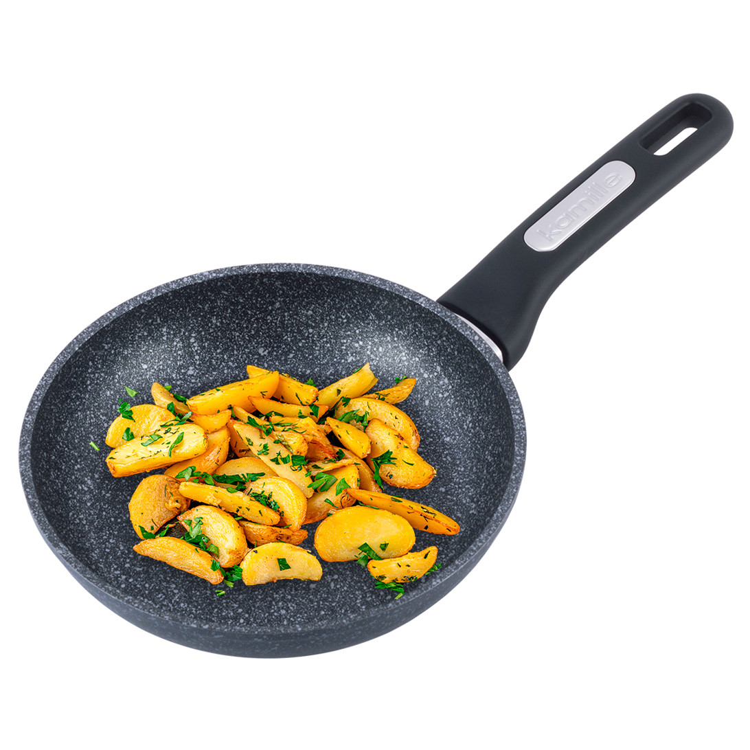 

Сковорода Kamille 20см с антипригарным покрытием черный мрамор из алюминия для индукции и газа KM-5385MR