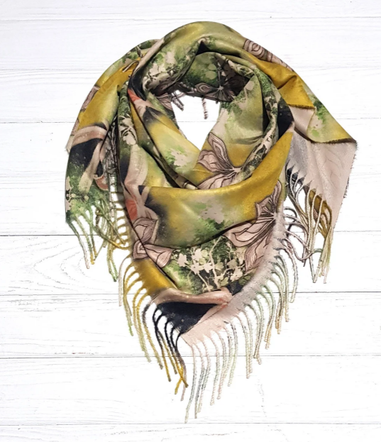 

Платок Оделия 100*105 см горчичный