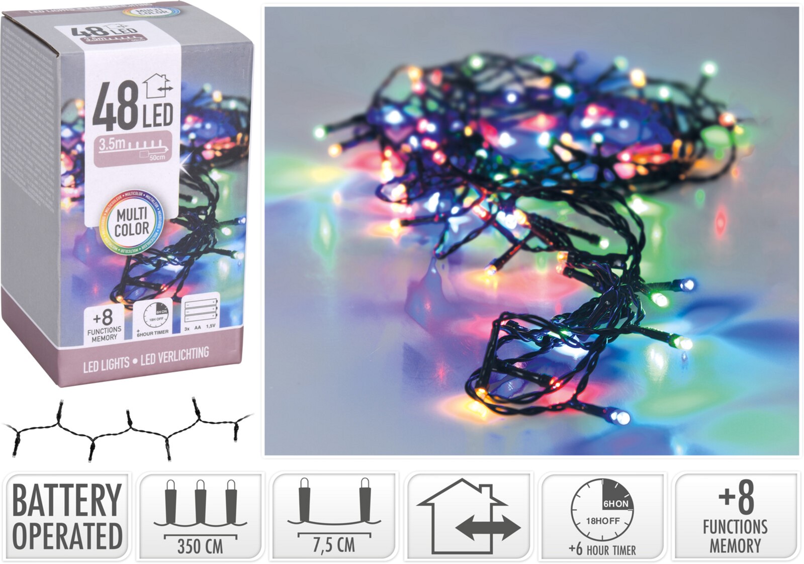 

Гирлянда Christmas Decoration 48 светодиодных лампочек разного цвета 400 см (AX8415410)