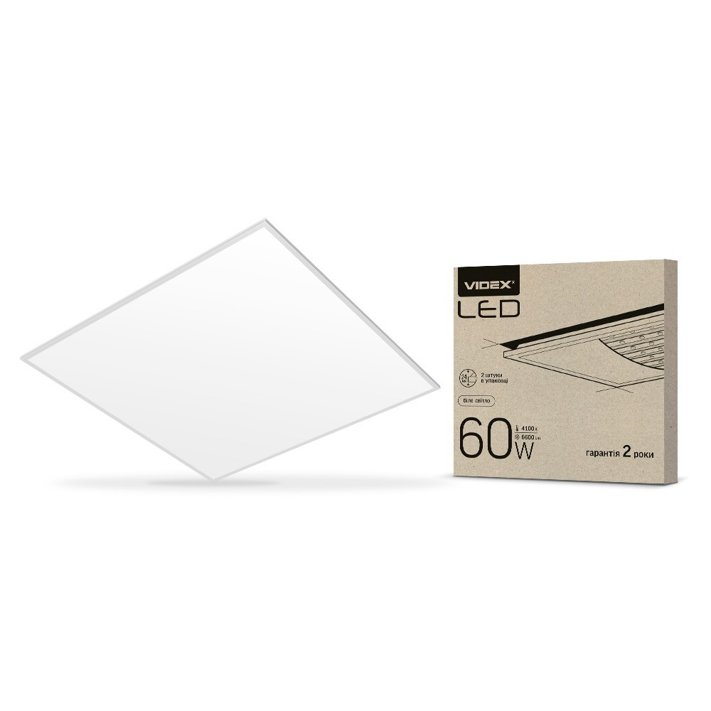 

LED панель VIDEX 60W 6000K 220V матова 2шт/упак (VL-Pb606W(2)) 2шт/упак