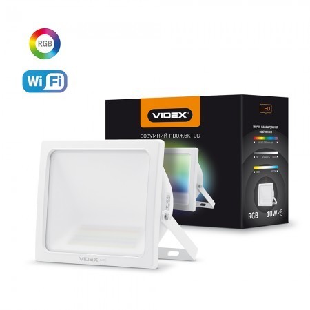 

LED Смарт прожектор VIDEX 10W RGB Wi-fi 3000-6500 220V White