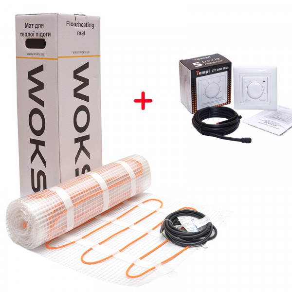 

Нагревательный мат под плитку Woks (комплект) 6 м / 3 м² / 480 Вт