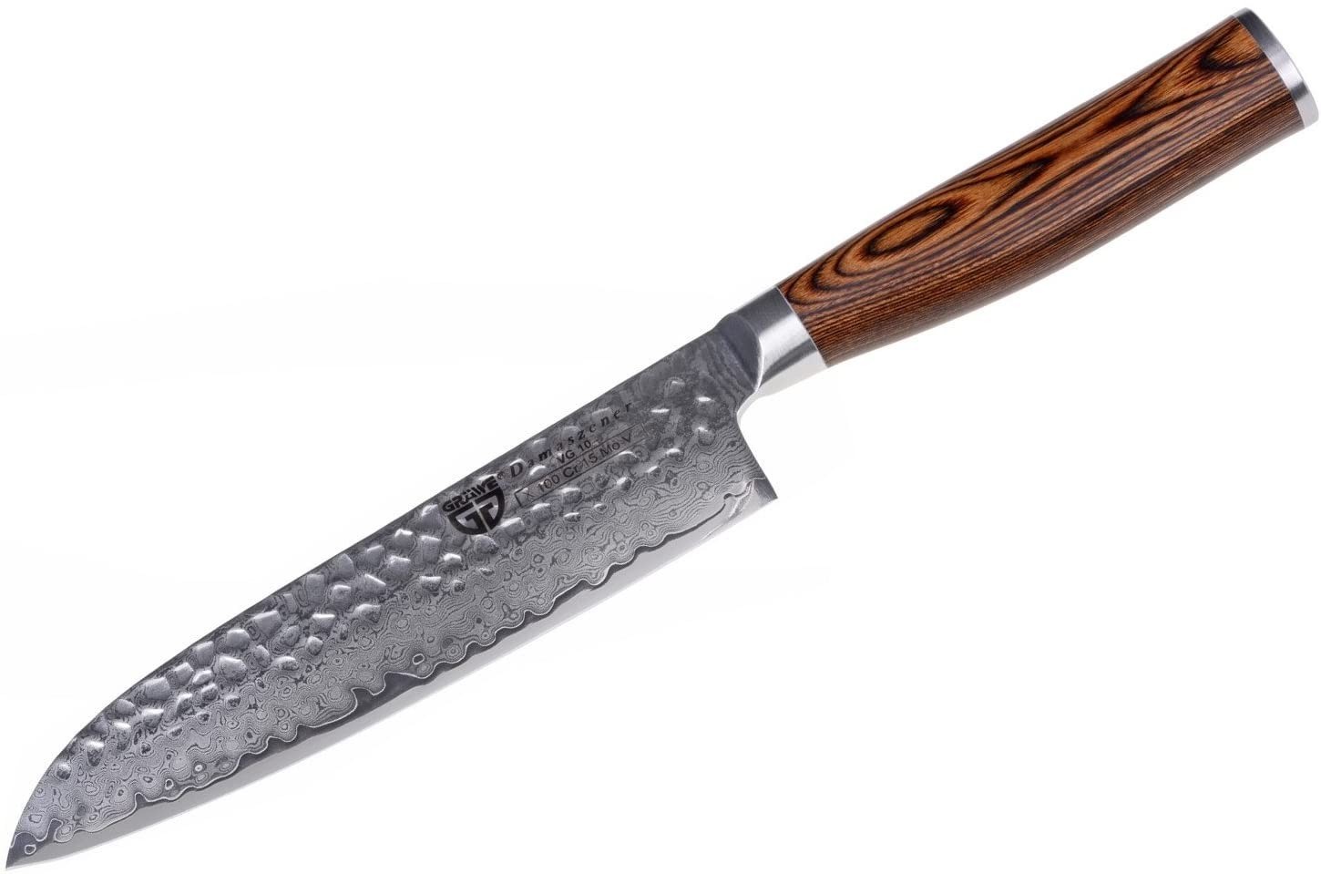 

Нож из дамасской стали Gräwe Santoku, лезвие 17,5 см, в подарочной коробке