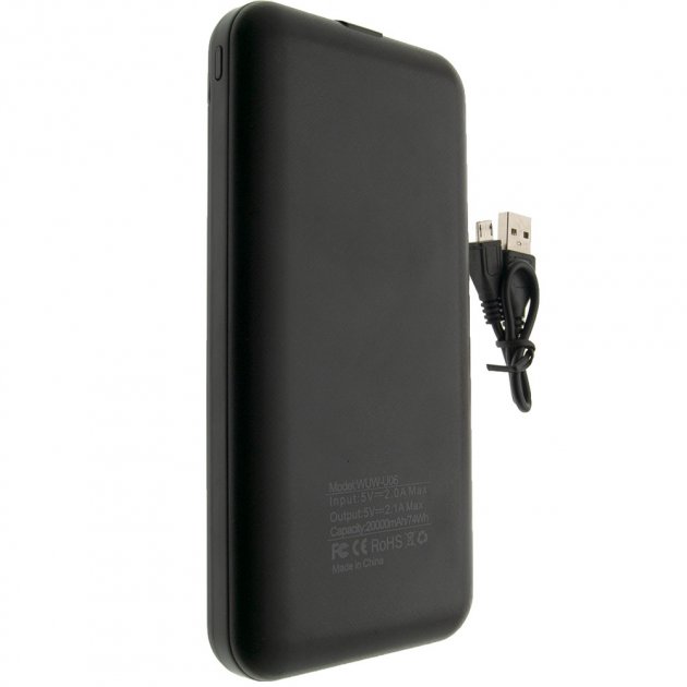 

Внешний аккумулятор Power Bank Павербанк 20000 mAh 2USB U06 WUW Black