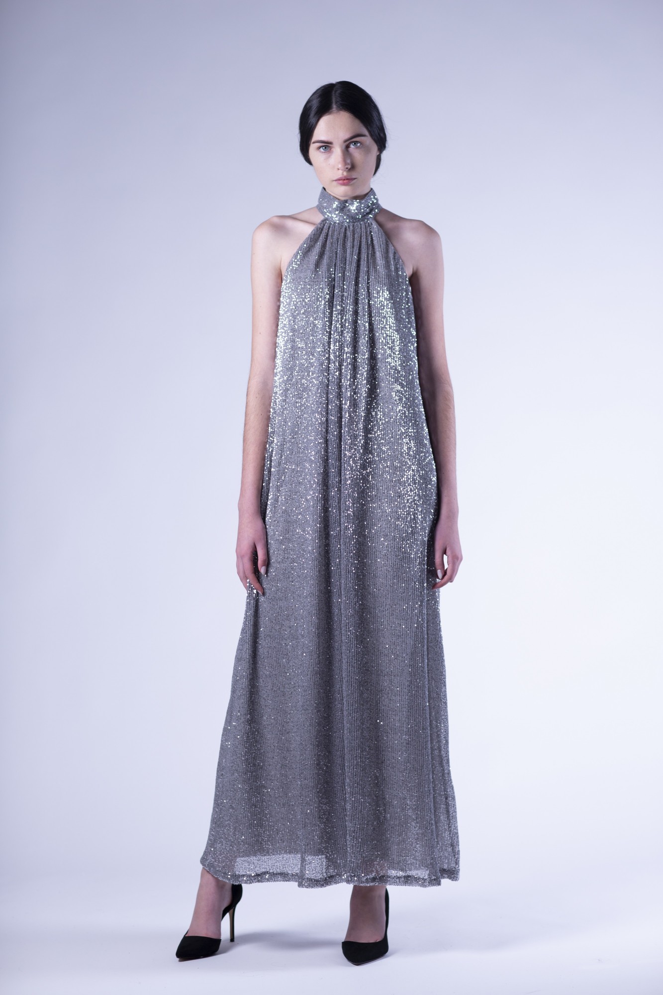 

Женское платье a LOT свободное  серебряное с пайетками 100448, Женское платье a LOT свободное 38 серебряное с пайетками 100448