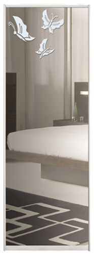 

Дверь (раздвижная система ) пескоструй бабочки на зеркале серебро рисунок 56 к шкафу-купе 50 x 265 см