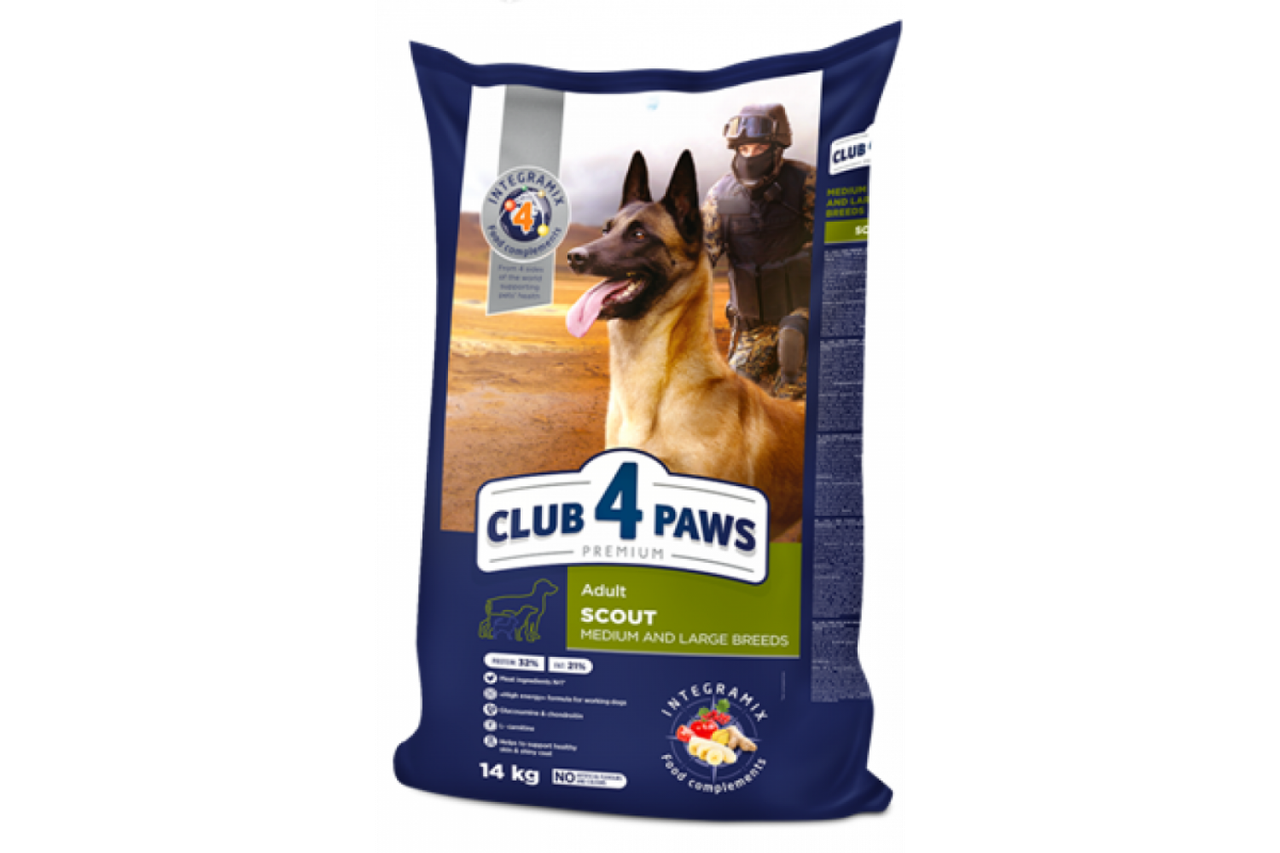 

Сухой корм для собак Club 4 paws Scout корм для рабочих собак крупных и средних пород 5 кг
