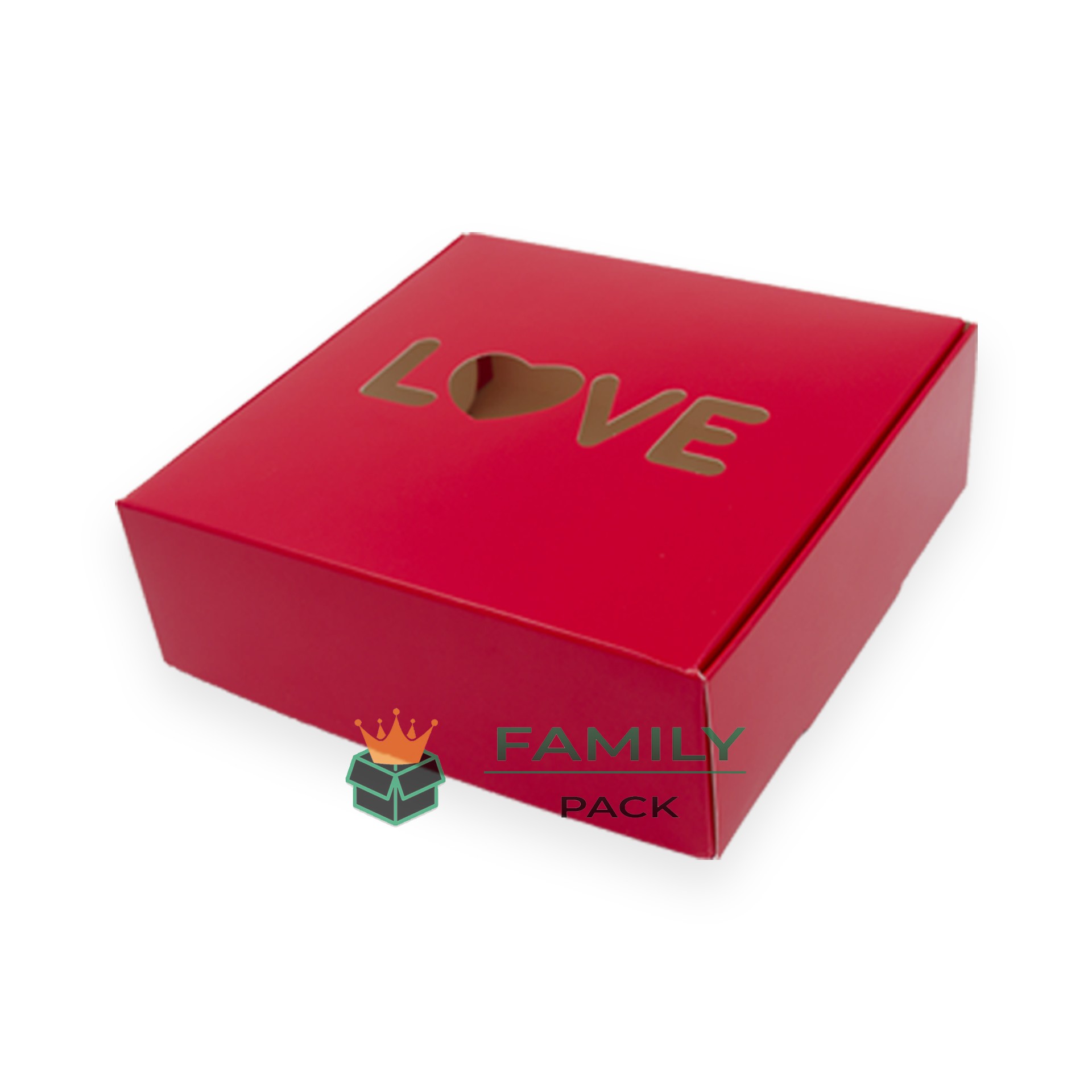 

Коробка "LOVE" 15х15х5 см 10шт красная самосборная Dmytropack