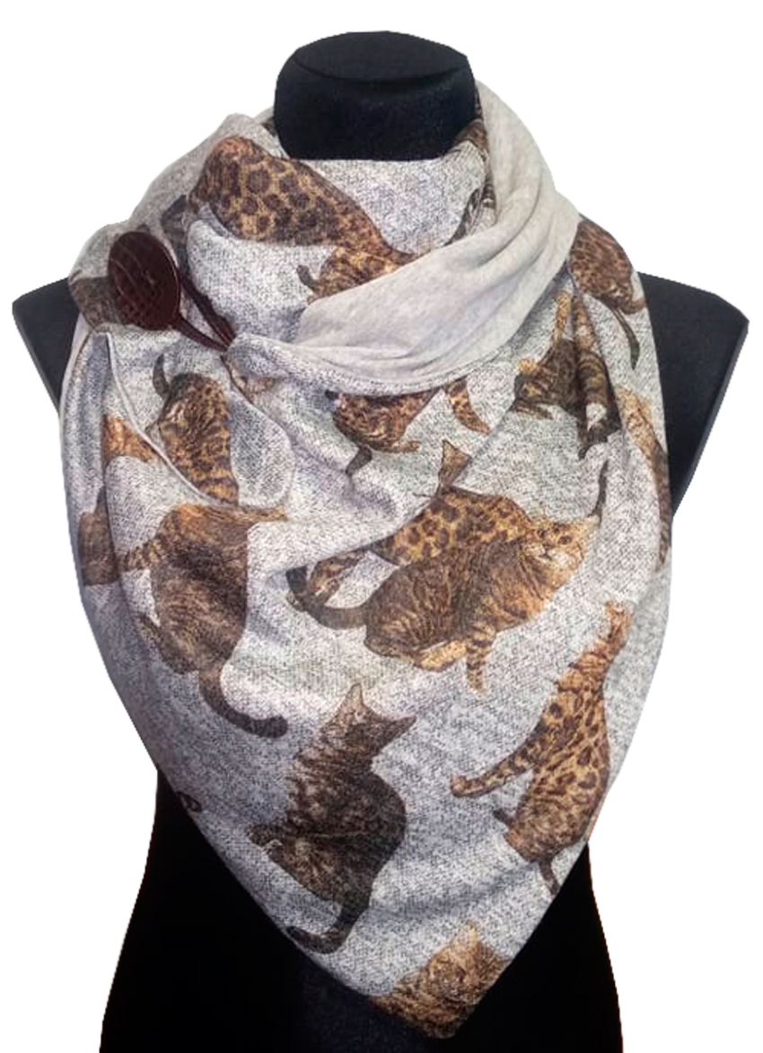 

Женский шарф My Scarf теплый трикотажный серый (802)
