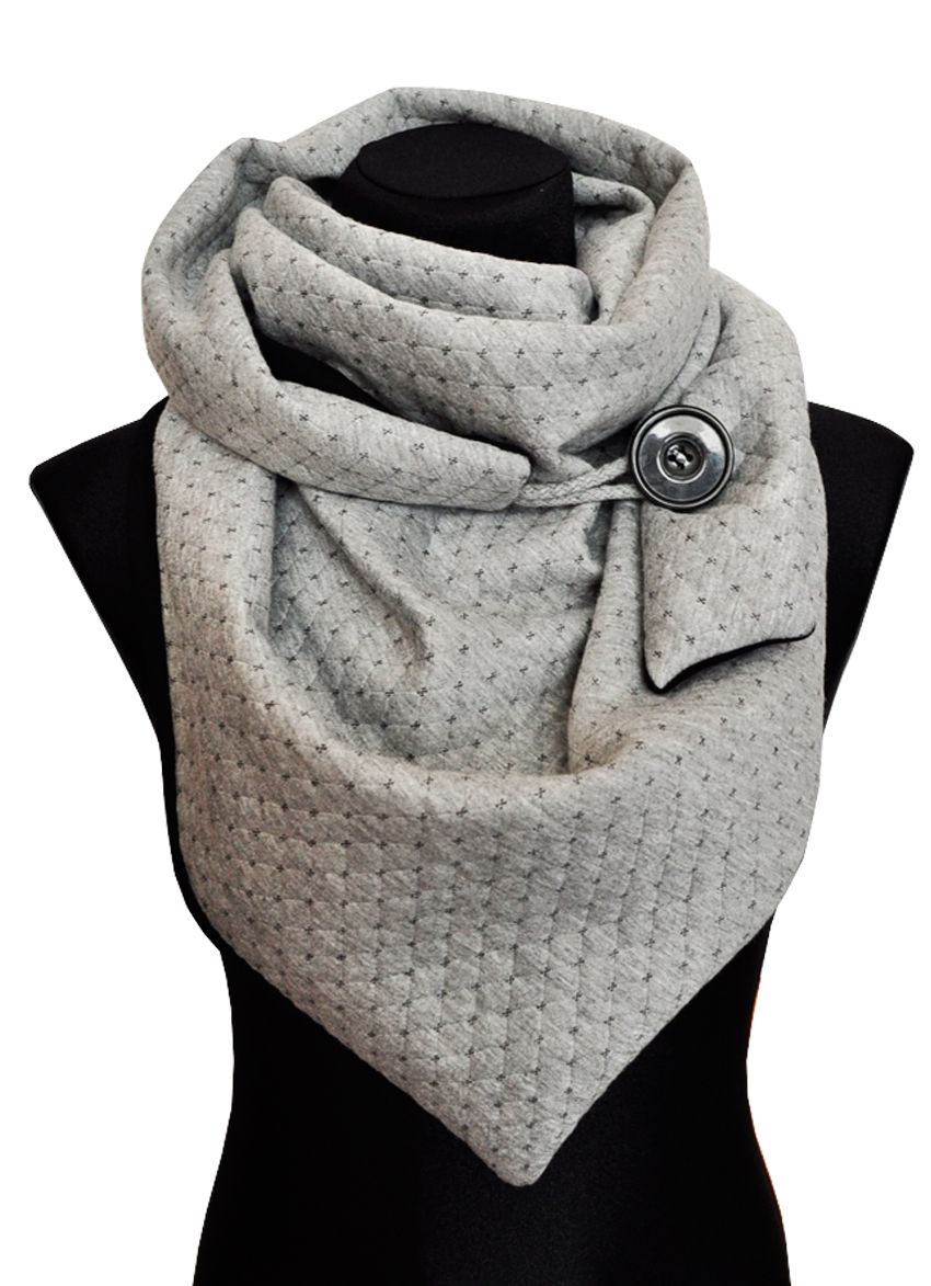 

Женский шарф My Scarf теплый трикотажный серо-черный (806)