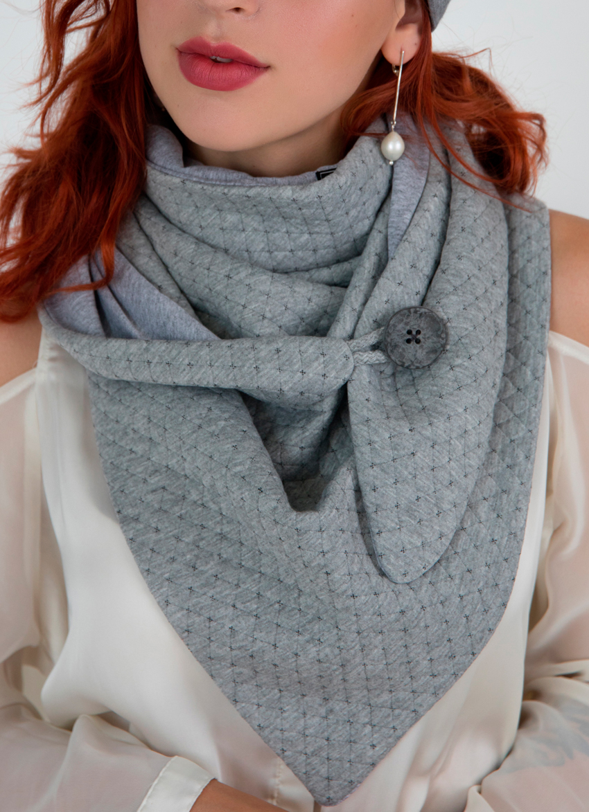 

Шарф My Scarf теплый трикотажный женский серый (809)
