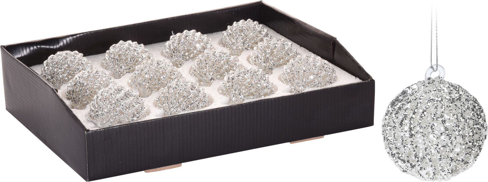 

Набор елочных шаров Christmas Decoration 6 см 12 шт серебро (ABR511010)