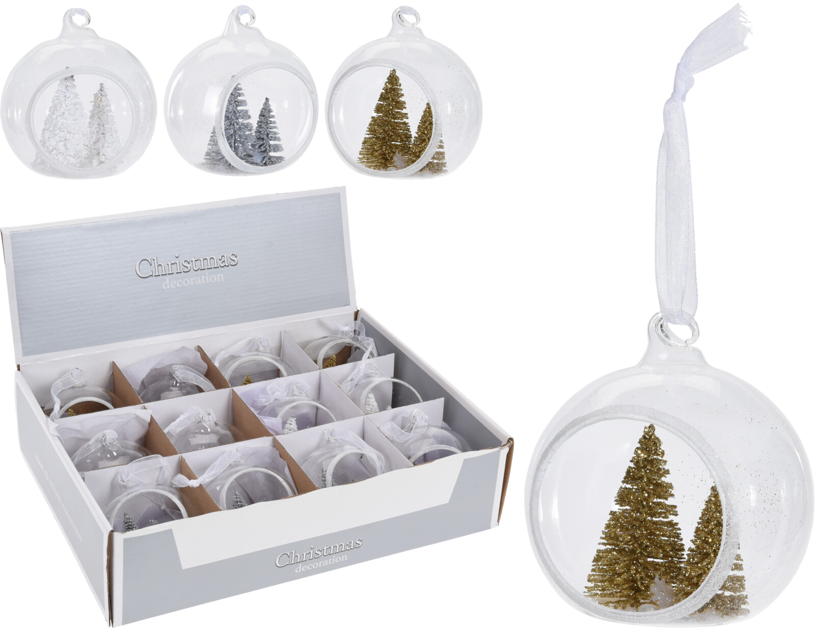 

Набор елочных шаров Christmas Decoration 8 см 12 шт с елочками (ABR520970)