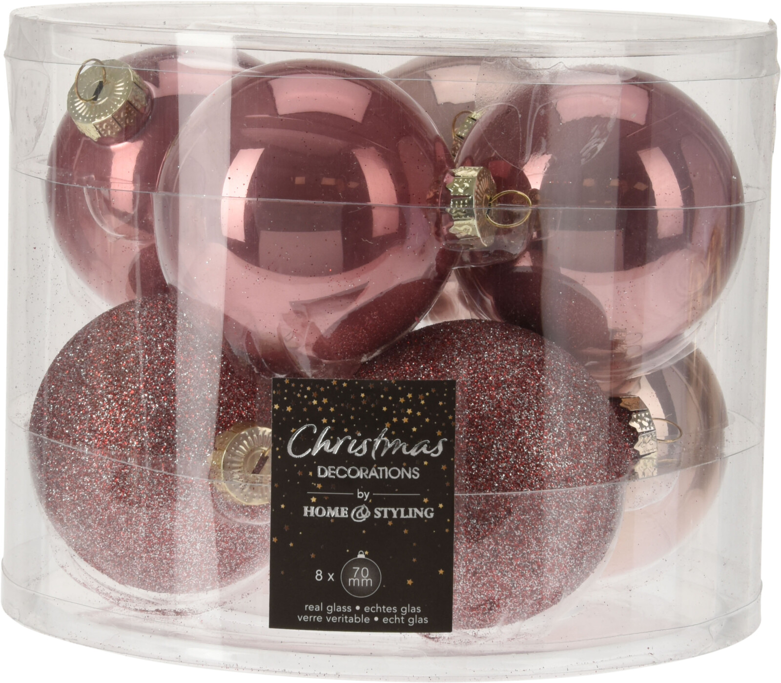 

Набор елочных шаров Christmas Decoration 7 см 8 шт розовый (ABR702040)