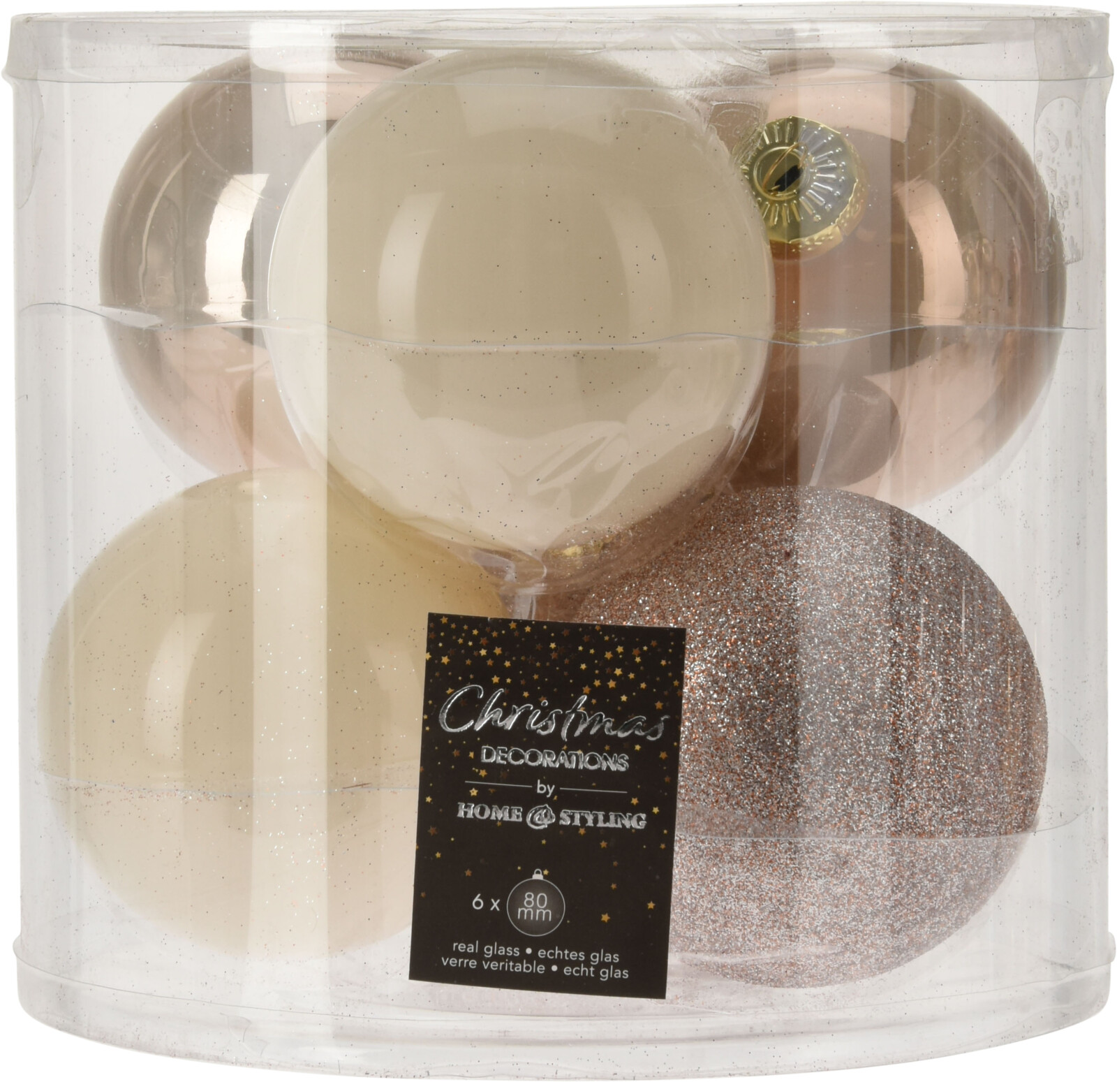 

Набор елочных шаров Christmas Decoration 8 см 6 шт кремовый (ABR702570)