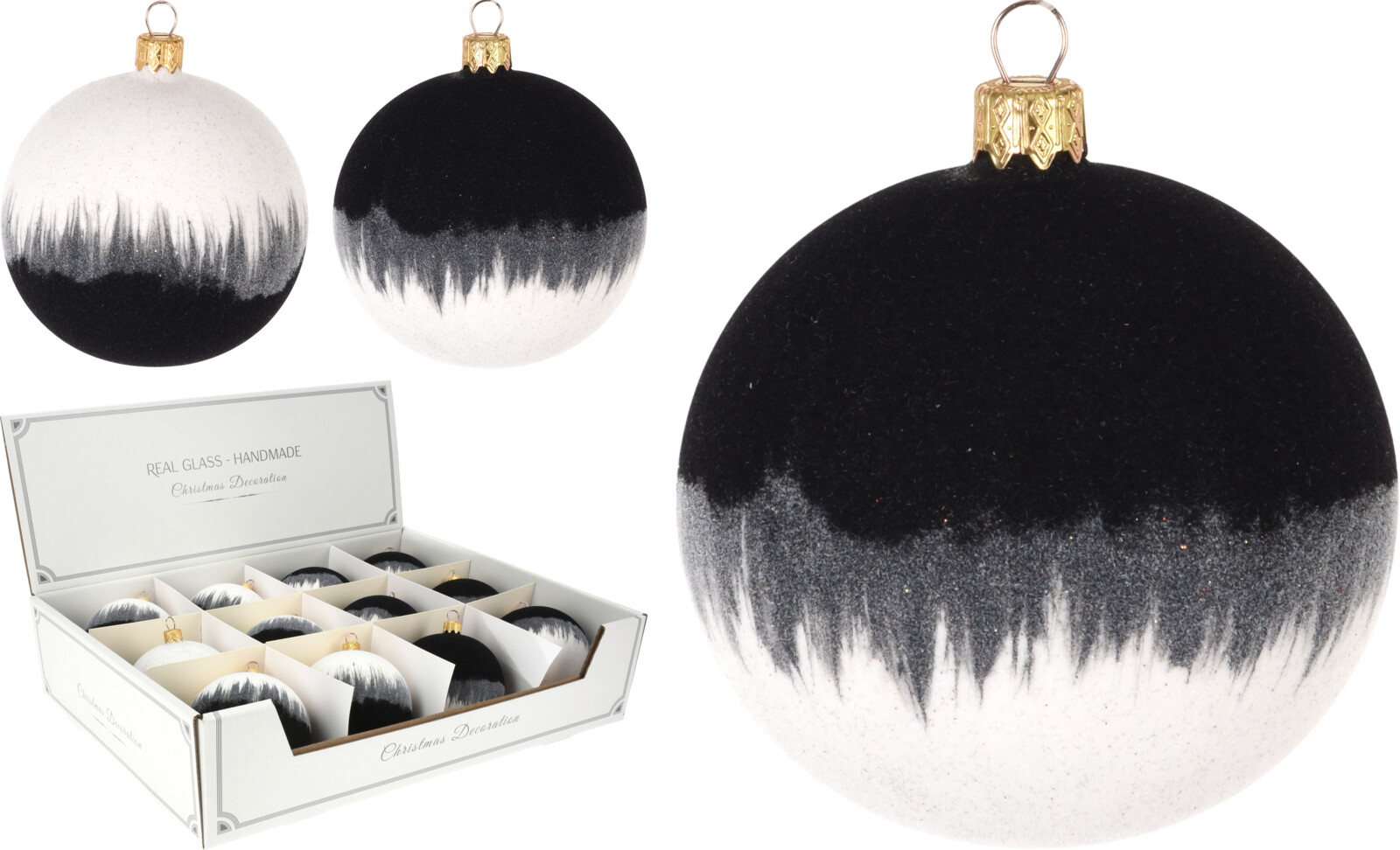 

Набор елочных шаров Christmas Decoration 8 см 12 шт черно-белые (AVG114120)