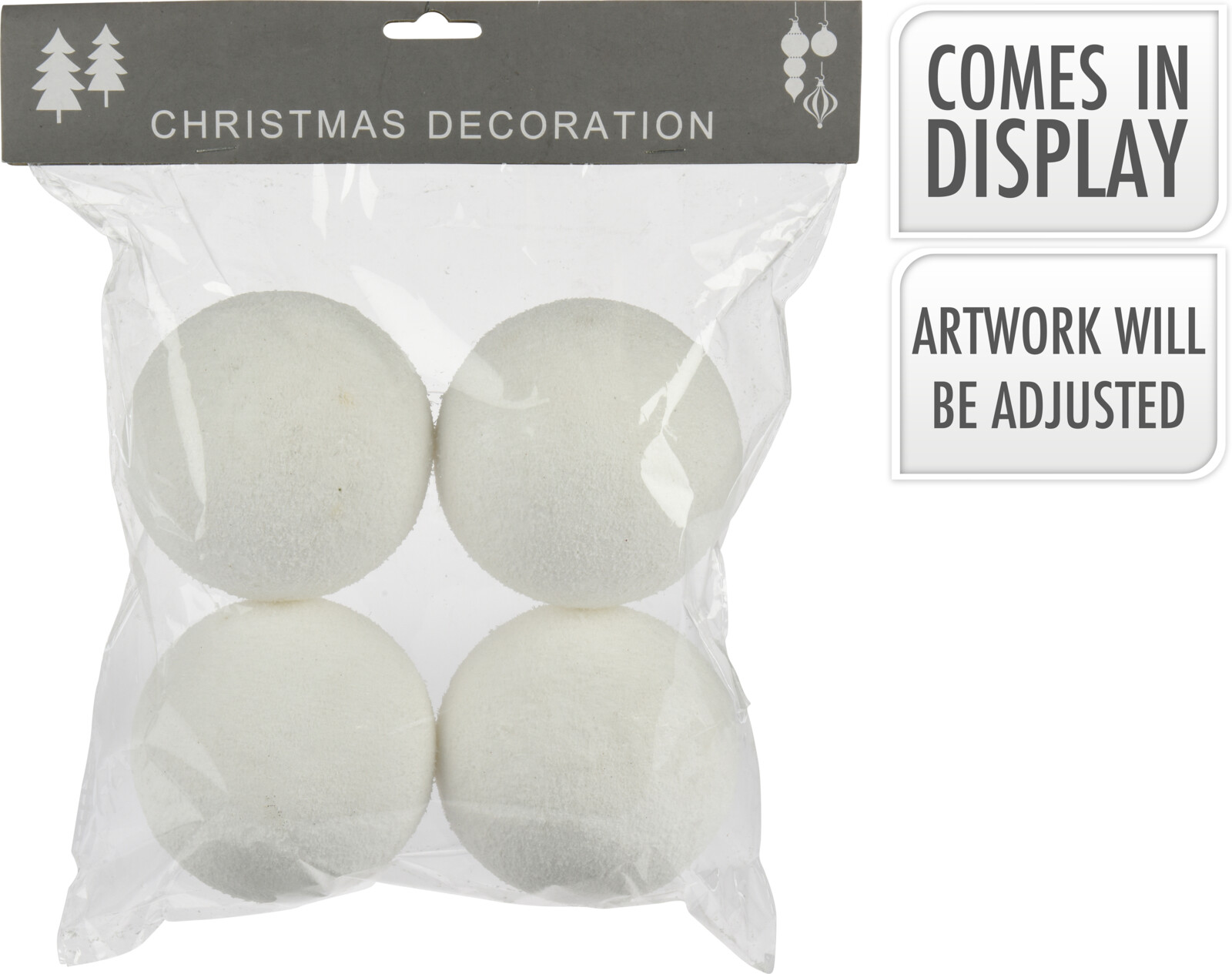 

Елочный шар Christmas Decoration 10 см 4 шт белый (AWR210140)