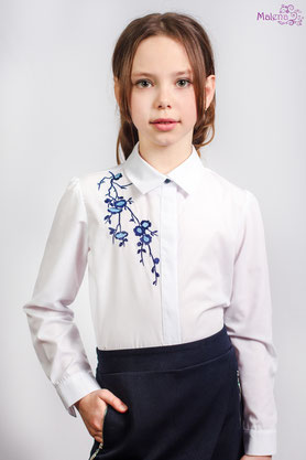 

Школьная рубашка с вышивкой 1815 Malena 152 Белый 27057