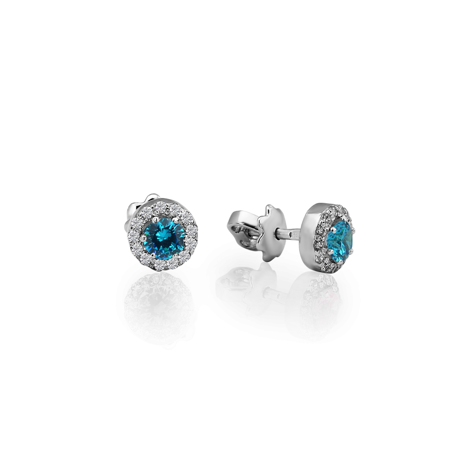 

Серьги Qzsilver (902-00103) Серебро Белый Фианит голубой+белый