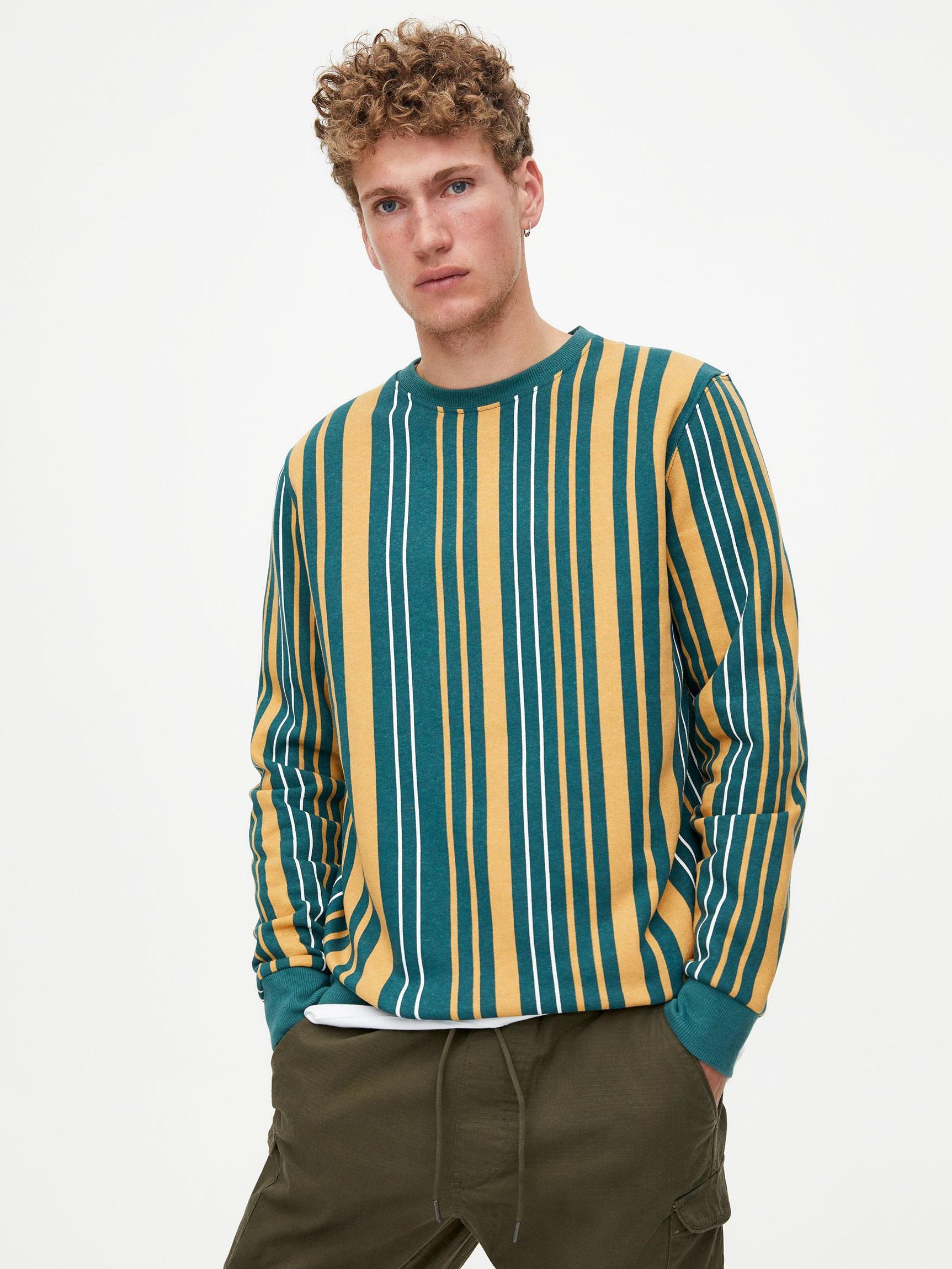 

Свитшот Pull & Bear XAZ220486CHXX L Зеленый в цветную полоску