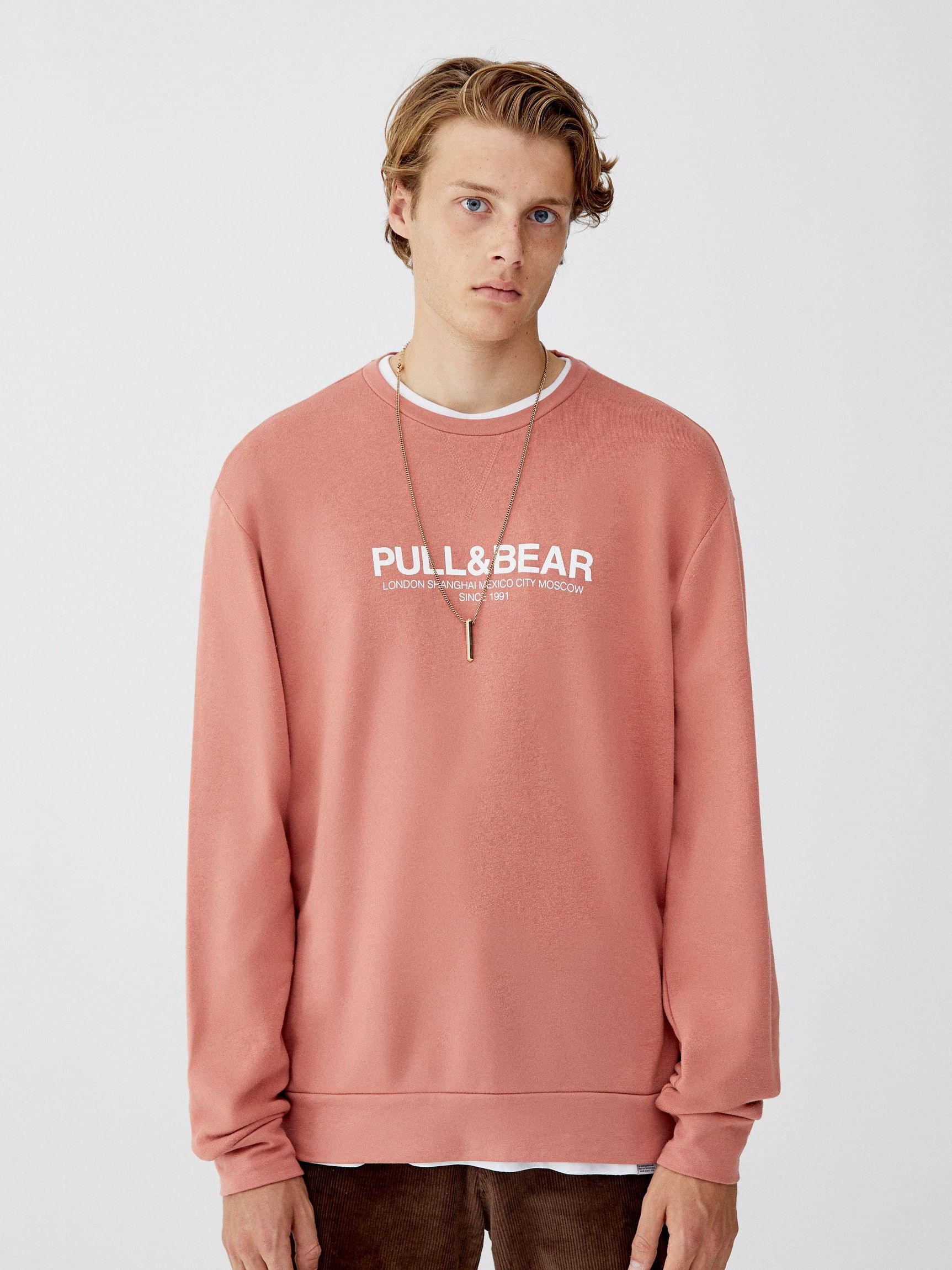 

Свитшот Pull & Bear XAZ226073GWUX M Бледно-розовый с принтом