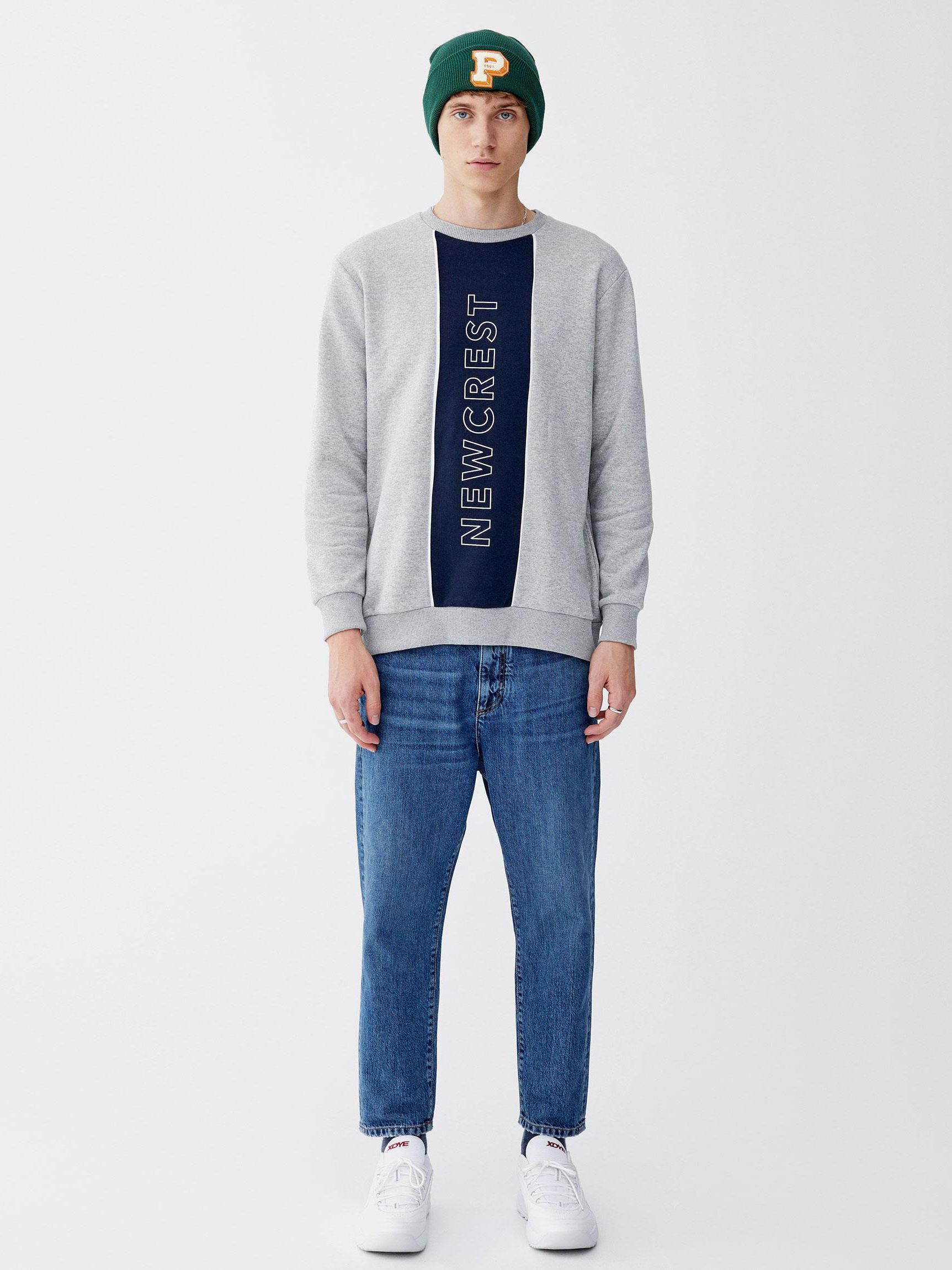 

Свитшот Pull & Bear XAZ226111JSMF  Серый с темно-синим, Свитшот Pull & Bear XAZ226111JSMF L Серый с темно-синим