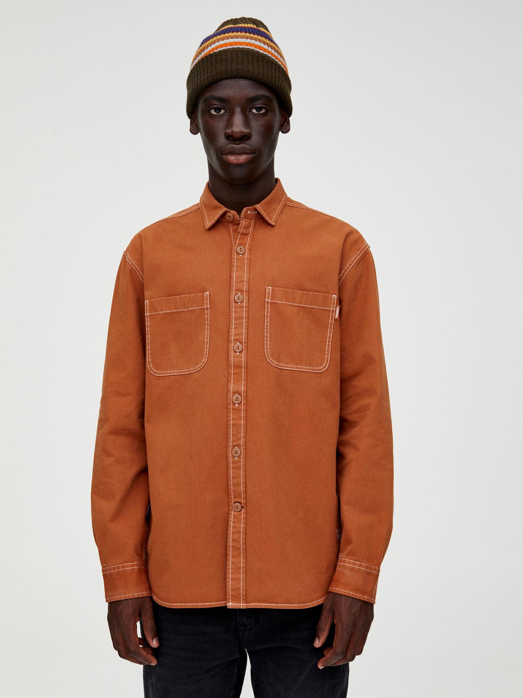 

Рубашка джинсовая Pull & Bear XAZ259424MAOQ S Светло-коричневая