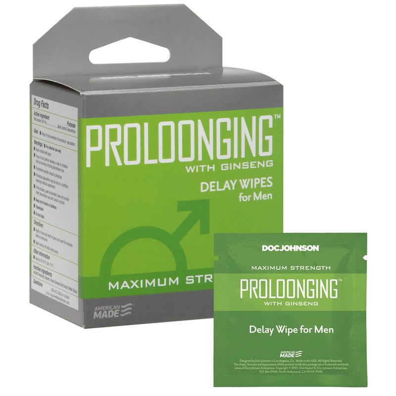 

Пролонгирующие салфетки Doc Johnson Proloonging with Ginseng Delay Wipes for Men, 10 шт