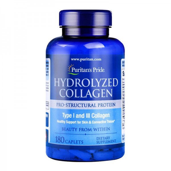 

Коллаген Puritans Pride Collagen Hydrolyzed (Type 1 and 3 Collagen) 180 капсул