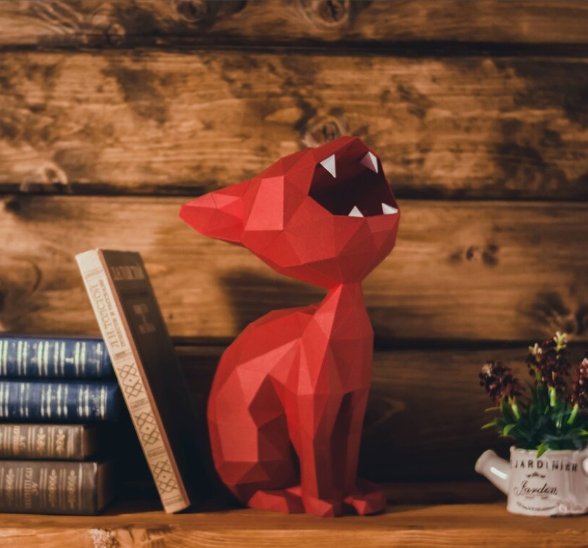 

Паперкрафт бумажная модель Screeming cat Papercraft Набор для создания 3д фигур