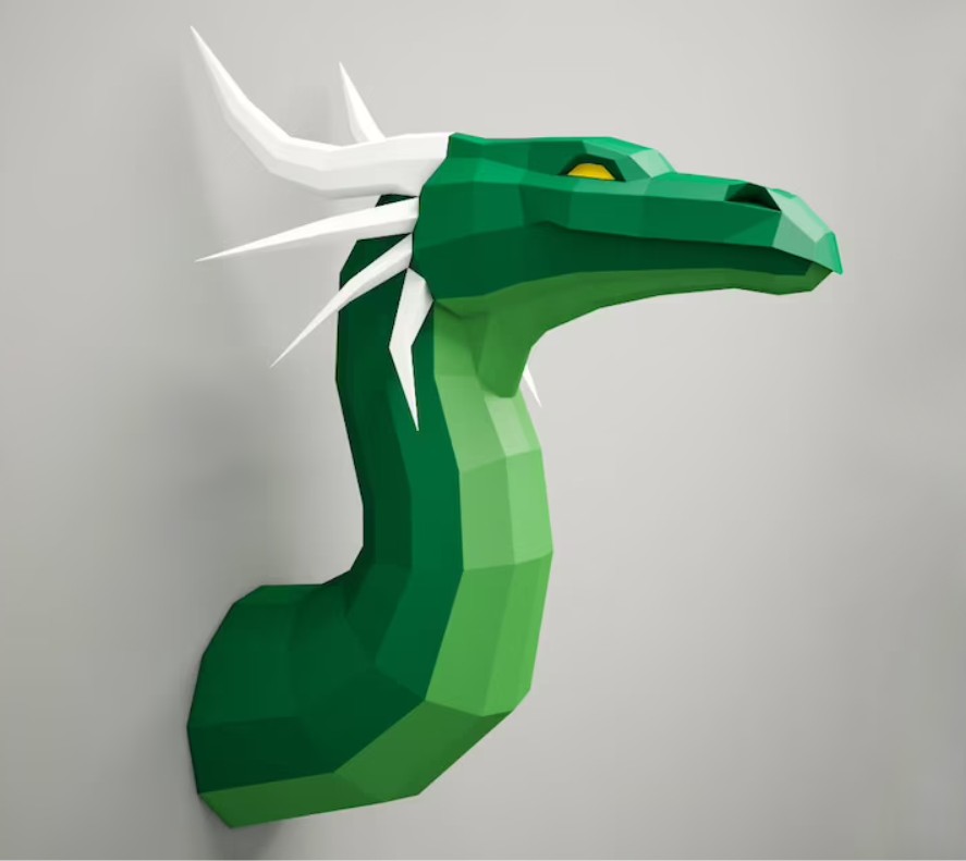 

Паперкрафт бумажная модель Зеленый дракон Papercraft Набор для создания 3д фигур