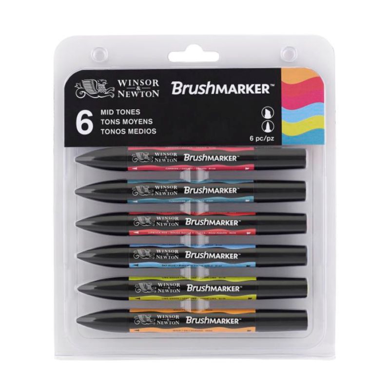

Набор маркеров Winsor&Newton Brushmarker 6шт. Средние тона