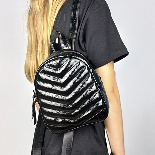 

Рюкзак из натуральной кожи Tokyo Черный, глянцевый