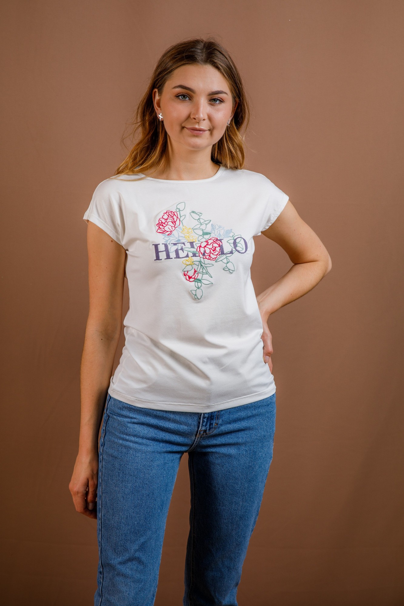 

Футболка Podolyanka XXL Молочна Hello