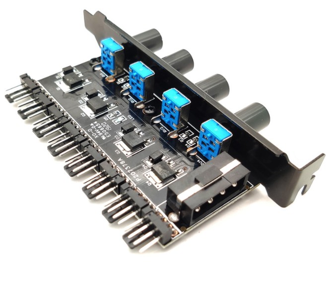 

8 Канальный регулятор оборотов кулера 3/4 pin MOLEX PWM реобас (703837641) Черный