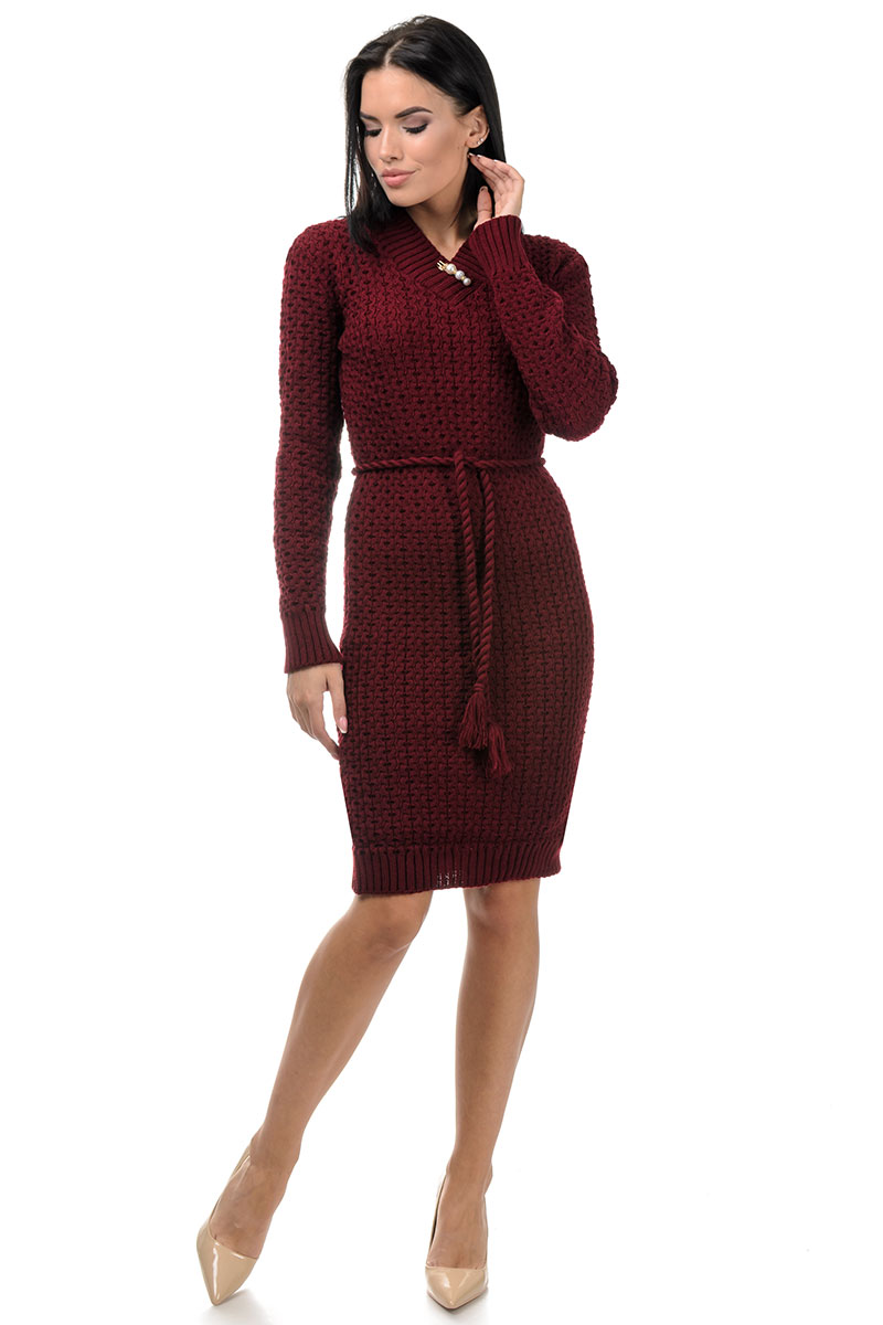 

Fashions • Платье вязаное Risa Fashions 42-48 бордовый (8738-нс)