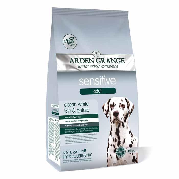 

Сухой корм Arden Grange Sensitive для взрослых собак c океанической белой рыбой и картофелем 12 кг